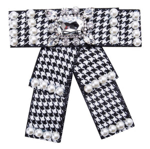 Posh Little Lady Pearl Houndstooth Bow Tie PRE-ORDER