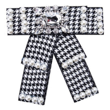 Load image into Gallery viewer, Posh Little Lady Pearl Houndstooth Bow Tie