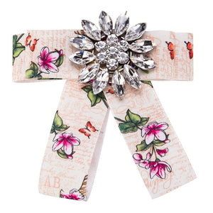 Posh Little Lady Floral Bow Tie Cream