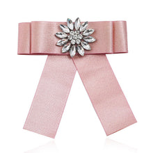 Load image into Gallery viewer, Posh Little Lady Crystal Satin Bow Tie Pink