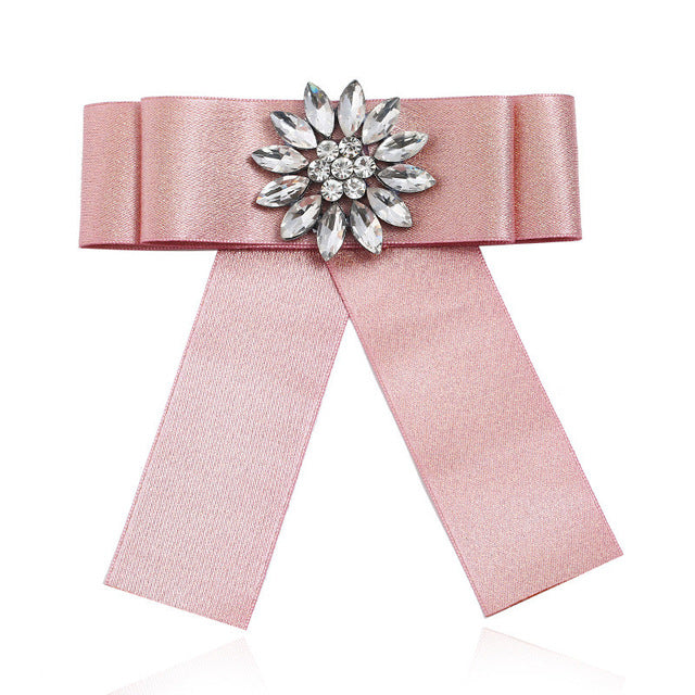 Posh Little Lady Crystal Satin Bow Tie Pink